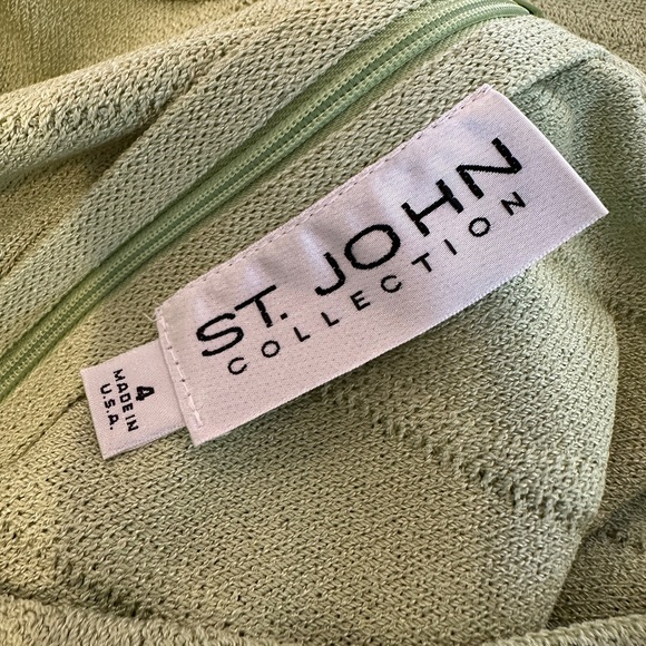 St John Beautiful Light Lime Green Knit Dress with Matching Jacket - Size 4 - Picture 4 of 12